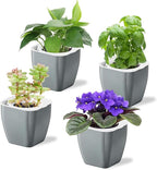 4 Pack Self Watering Pots 4-inch Decorative Flower Planters by Oliz