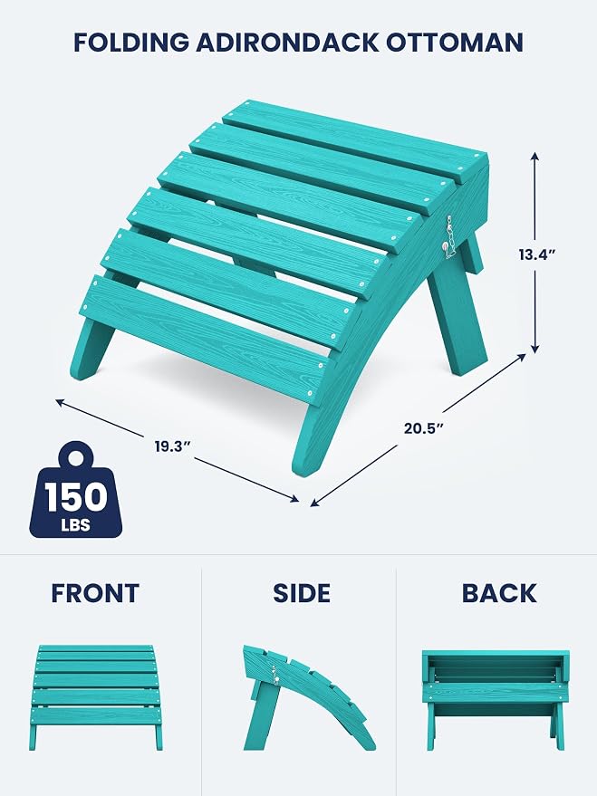 KINGYES Folding Adirondack Ottomans Set of 4 - Image 2