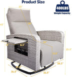 Outdoor Recliner Chair Set of 2, Wicker Patio Recliners - Image 2