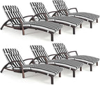 Chaise Lounge Chairs Outdoor Set of 6, Comfy Outside Wicker Patio Pool Lounge by ZZWHOM