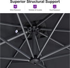PURPLE LEAF 9 Feet Patio Umbrella Outdoor Cantilever Square Umbrella Aluminum - Image 2