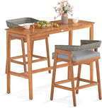 Tangkula 3 Piece Patio Bar Set, Outdoor Acacia Wood Counter Height Table by TANGKULA