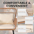 3 Piece Outdoor Wicker Furniture Bistro Set, Rattan Chairs Conversation Sets - Image 8