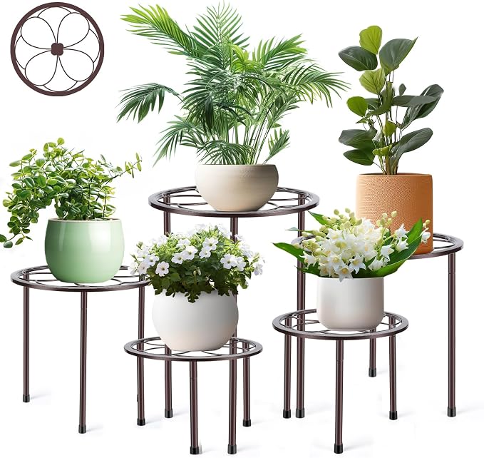 5 Pack Metal Plant Stand, Anti-Rust Iron Plant Stands by Amoot