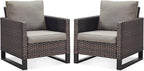 Belord Oversize Patio Chairs Set of 2 Outdoor Wicker Dining Chairs, All-Weather by Belord