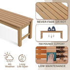 Psilvam Outdoor Bench, Two Person Poly Lumber Porch Bench, Weatherproof Garden - Image 4