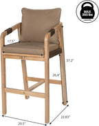 JONATHAN Y BSL1200C-SET2 Porto Modern Coastal Tub Roped Acacia Wood Outdoor Bar - Image 2