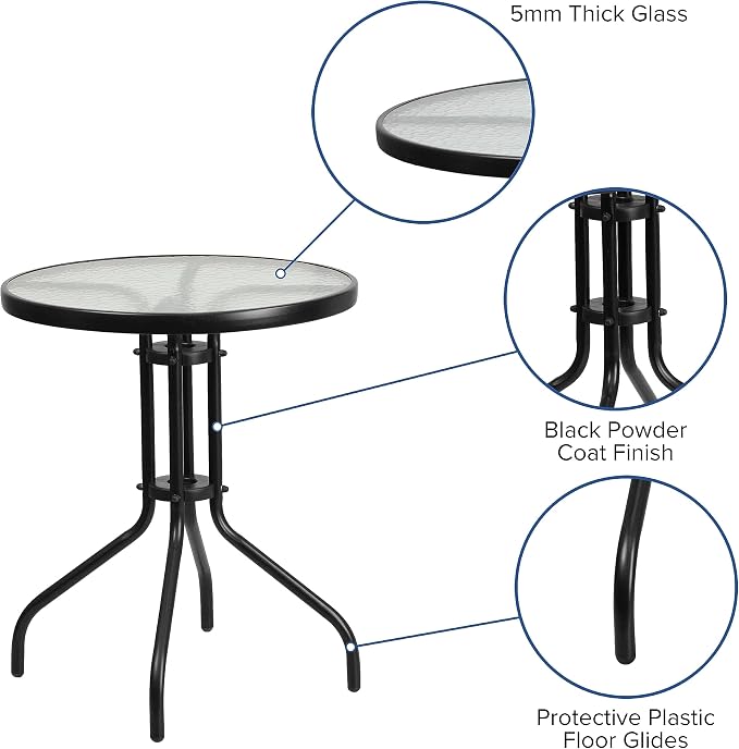 Flash Furniture Bellamy 23.75" Round Indoor/Outdoor Tempered Glass Metal Frame - Image 4
