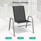Patio Chairs Set of 4, Easily Set Up Stackable Outdoor Dining Chairs - Image 4