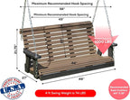 Poly Lumber Wood 4FT Porch Swing Amish Craftsmandship Made in USA HDPE - Image 2