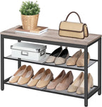 HOOBRO Shoe Bench, 3-Tier Shoe Rack, Industrial Shoe Organizer Storage Bench - Image 9