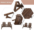 Outsunny 2-Seat Wooden Adirondack Chair, Patio Bench - Image 4