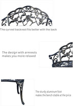 Patio Balcony Bench Double Seat, Anti-Rust Cast Aluminum Patio Garden Bench - Image 5
