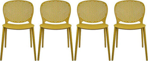 2xhome Set of 4 Patio Dining Chairs | Modern Stackable Outdoor Pool Side Chair by 2xhome