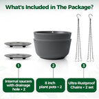 T4U 8 Inch Hanging Planters for Indoor Outdoor Plants, Self Watering Hanging - Image 6