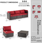 HOMREST 6 Pieces Patio Furniture Sets, Rattan Daybed - Image 2