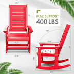 GREENVINES Outdoor Rocking Chairs | Porch Rocker | HDPE Plastic | Red | - Image 3