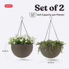 Keter Resin Rattan Set of 2 Round Hanging Planter Baskets - Image 3