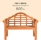 COSTWAY Folding Wooden Bench Outdoor, Crown-Like High Backrest, Patio - Image 7