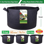 3-Pack 40 Gallon Thickened Plant Grow Bags Large Heavy Duty Garden Bag Fabric - Image 4