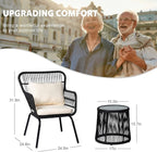 3 Piece Outdoor Wicker Furniture Bistro Set, Rattan Chairs Conversation Sets - Image 5