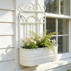 Rustic Metal Wall Planter Vintage Wall Mounted Flower Pot Distressed Wall - Image 4