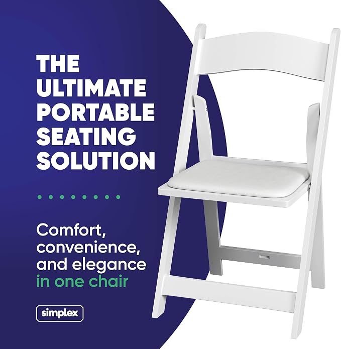 SIMPLEX 200 White Folding Chairs – Resin Stackable Foldable Chairs - Image 3