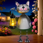 Garden Decor Cat Solar Statues, Unique Garden Statues Cat by yulloyello
