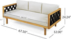 Merax 2 Piece Acacia Wood Outdoor Conversation Set, 3-Seater Outdoor Daybed Sofa - Image 4