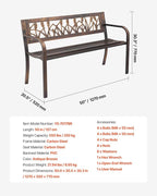 VEVOR Outdoor Bench, 50 inch, Carbon Steel Metal Frame - Image 8