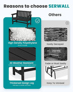 SERWALL Outdoor Bench, HDPE Outdoor Benches Weatherproof, 2-Person Garden Bench - Image 8