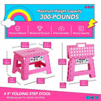 Delxo Folding Step Stool 9 inch Non-Slip Foldable Stools Up to 300 LBS Kids - Image 2
