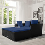 RELAX4LIFE Rattan Patio Outdoor Daybed, Wicker 2-Person Sunbed Loveseat - Image 2