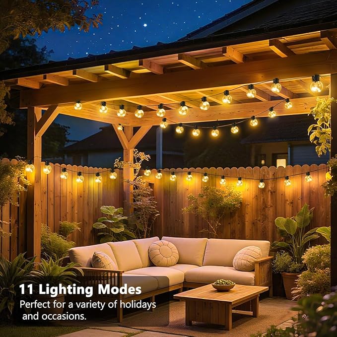 Outdoor String Lights, 25ft 20 LED Bulbs Hanging Patio Lights Dimmable - Image 4