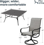 PHI VILLA 9 Pcs Patio Dining Set - Image 6