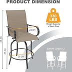 GarveeLife 4 Piece Outdoor Swivel Bar Chairs, Patio High Swivel Bar Stools - Image 2