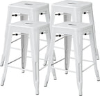 Yaheetech 24 Inch Metal Barstools Set of 4, Counter Height Backless Stools by Yaheetech