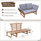Devoko Outdoor Couch Acacia Wood Patio Couch - Image 2
