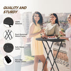 VINGLI 24" Plastic Folding Round Table Bar Height, HDPE Matrial - Image 6