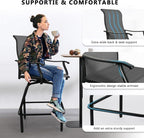 LEVELEVE Patio Bar Set 2pcs Swivel Bar Stools Outdoor Bistro Textilene - Image 6