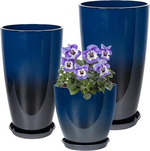 24/21/12 Inch Large Plastic Planter, Lightweight Ceramic-Look Tall Planters by Neoaider