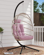 SWITTE Egg Chair Outdoor with Stand, Indoor Wicker Hanging Egg Swing Chair with - Image 6