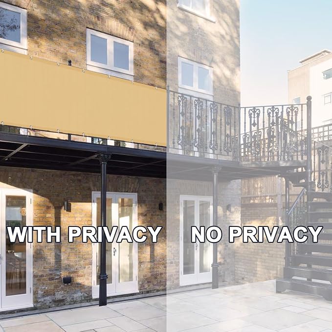 LOVE STORY Balcony Privacy Screen, 3.3' x19.7' Sand Deck Shield Screen Fence - Image 4