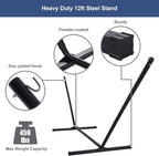12 Ft Hammock with Stand for Outside, 2 Person Hammock Freestanding with Curved - Image 7