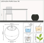 Lechuza Puro Color 50 White, Self-Watering Large Round Planter, D19.7 H15.4 in - Image 4