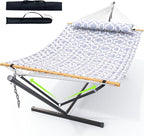 Double Hammock with Stand for Outdoor, Heavy Duty Portable Hammock with by ANAGOO