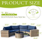 ECOTOUGE 7 Piece Outdoor Half Moon Furniture, Wicker Patio Sectional - Image 3