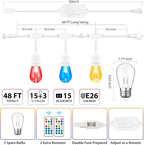 Mlambert 48FT Outdoor Patio Lights, 6 Lighting Modes RGB Cafe String Lights - Image 3