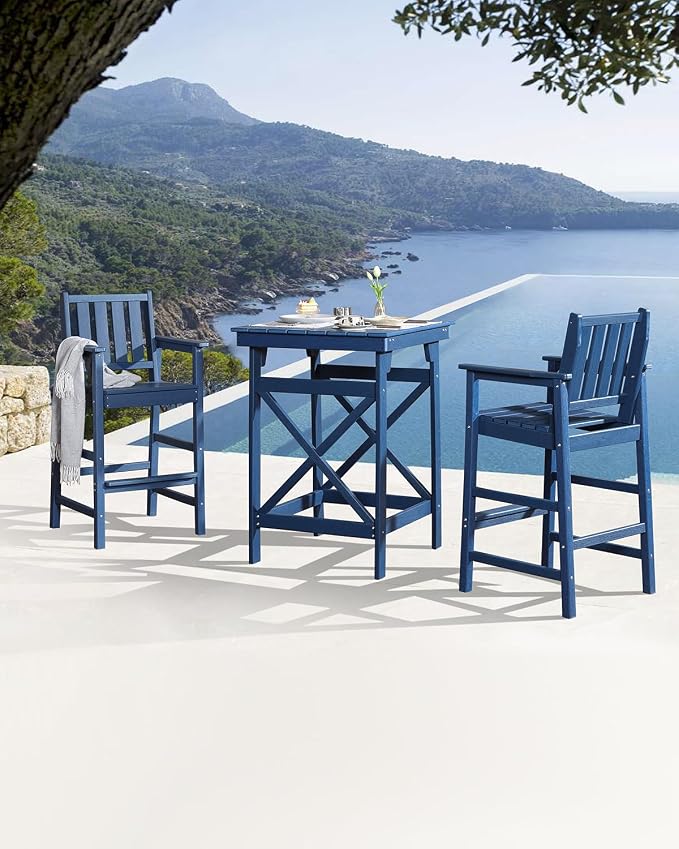 Adirondack Bar Chair Set of 2, HDPE Tall Adirondack Chairs Bar Stools - Image 3