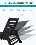 SERWALL Patio Chaise Lounge Chair Set of 4, 5 Positions Adjustable Poly Outdoor - Image 3